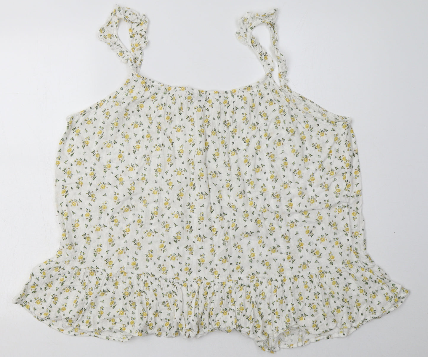 NEXT Womens White Floral Viscose Basic Tank Size 20 Square Neck