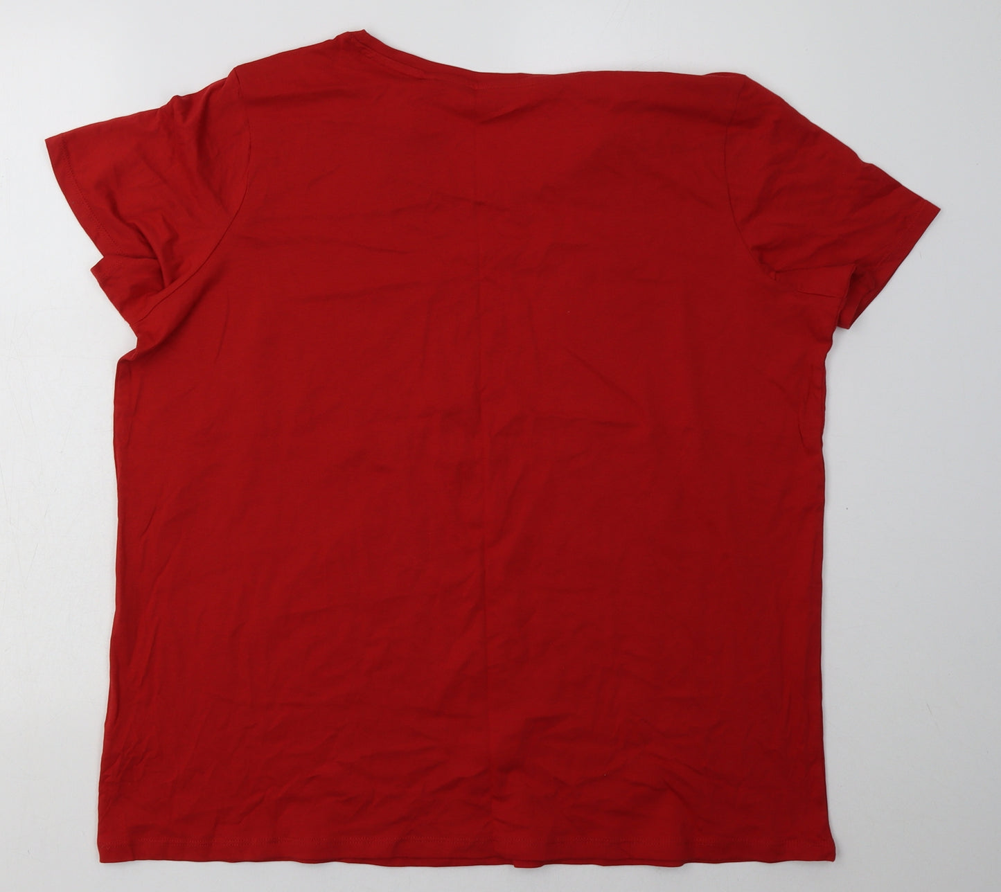 NEXT Womens Red  Cotton Basic T-Shirt Size 20 Crew Neck