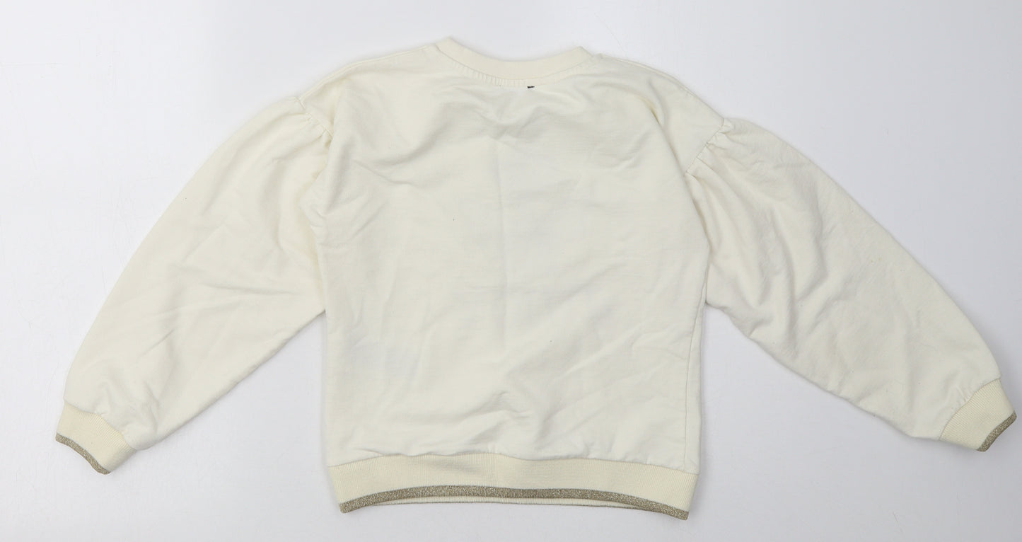 Black Label Girls White  Cotton Pullover Sweatshirt Size 8-9 Years  Pullover - juicy