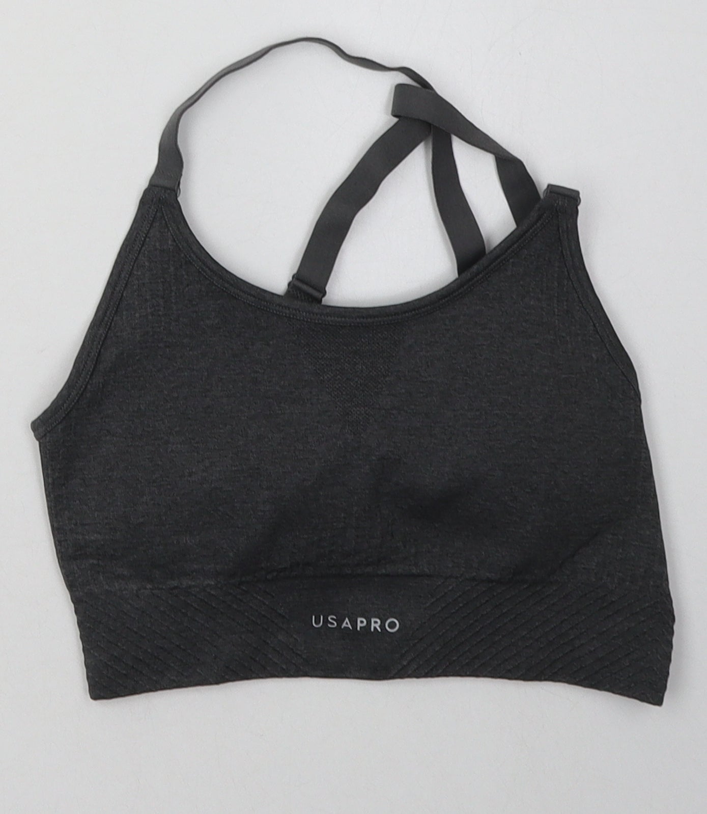 USA Pro Womens Grey  Nylon Cropped Tank Size 10 Scoop Neck Pullover - cross back
