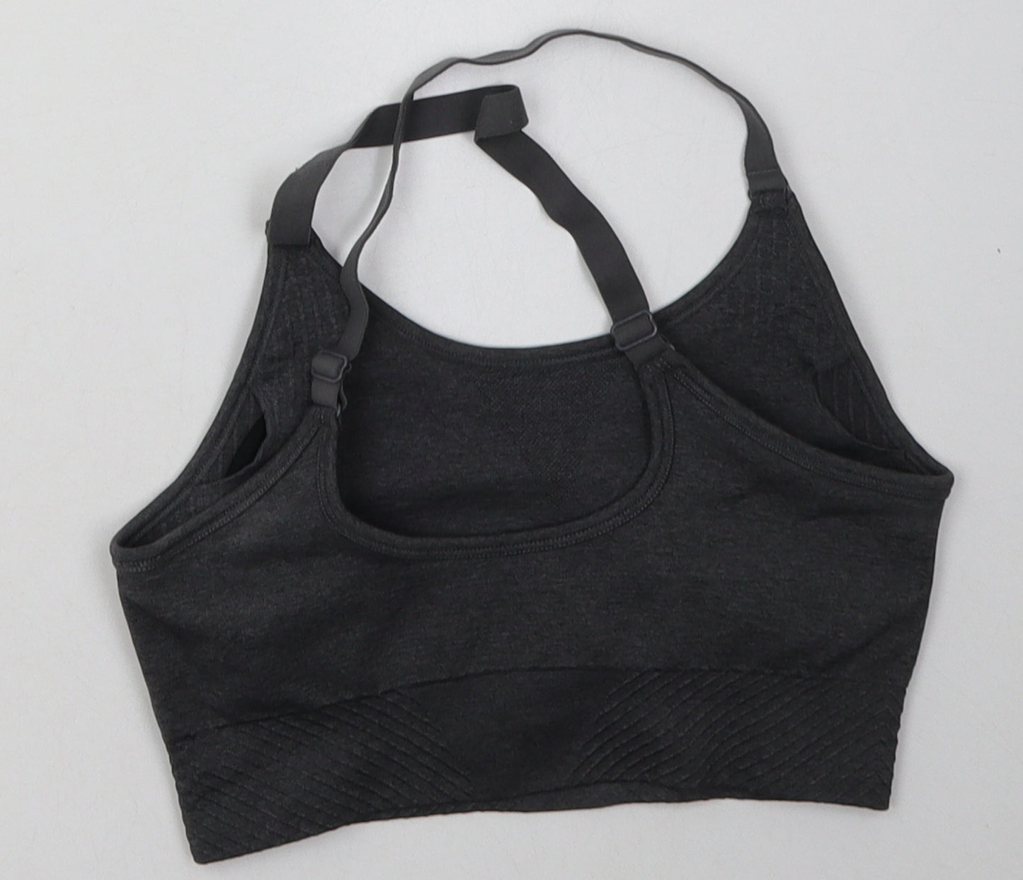USA Pro Womens Grey  Nylon Cropped Tank Size 10 Scoop Neck Pullover - cross back