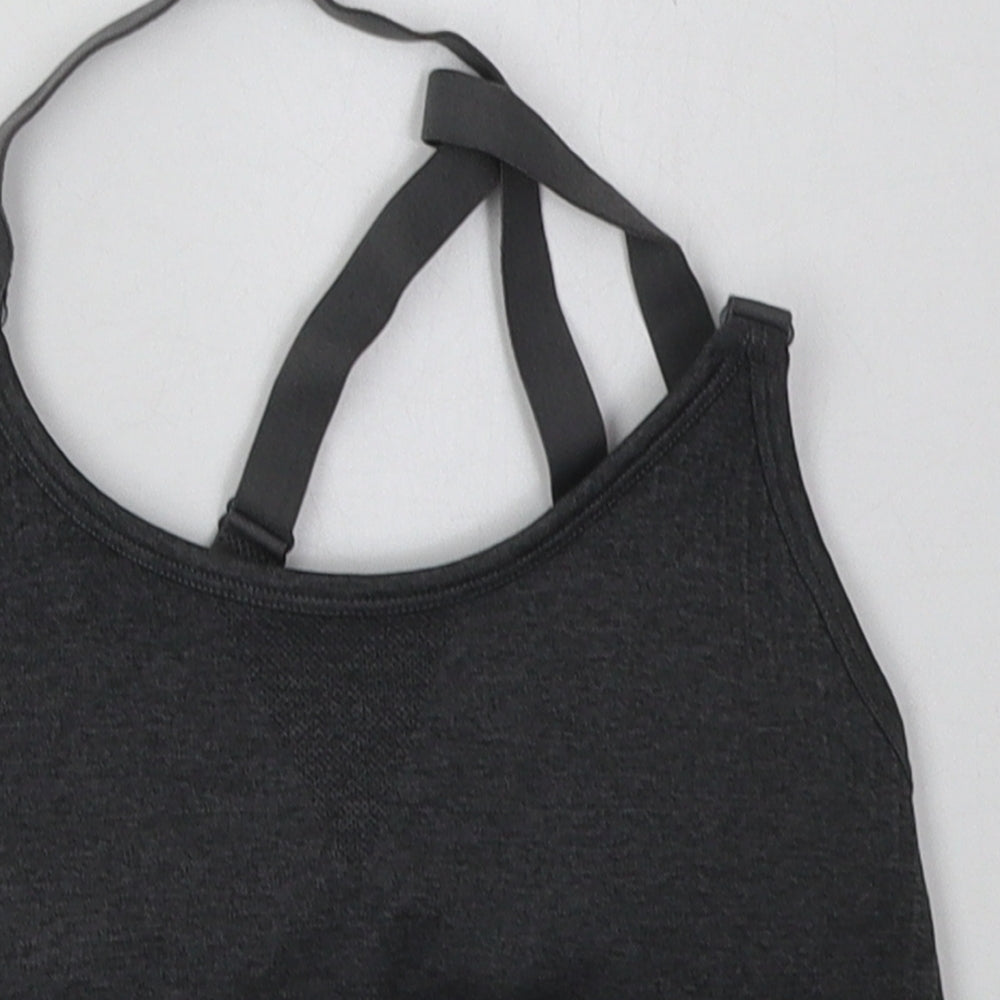 USA Pro Womens Grey  Nylon Cropped Tank Size 10 Scoop Neck Pullover - cross back