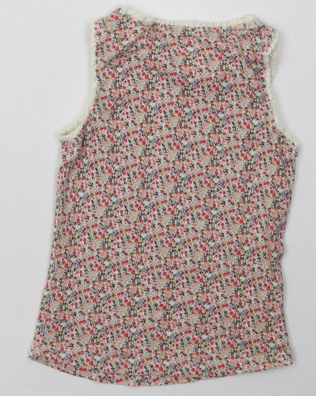 NEXT Girls Pink Floral Cotton Basic Tank Size 5-6 Years Crew Neck Pullover