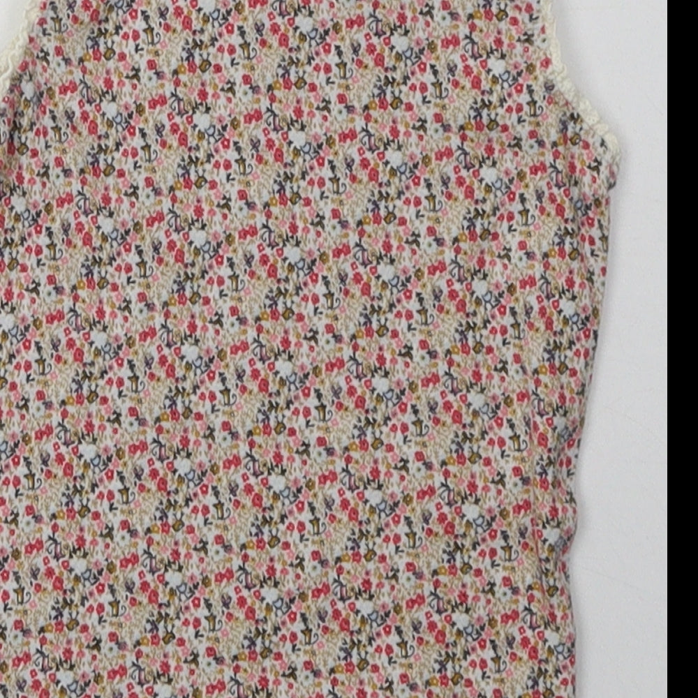 NEXT Girls Pink Floral Cotton Basic Tank Size 5-6 Years Crew Neck Pullover