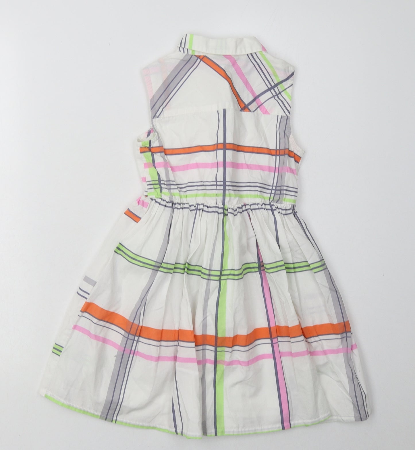 NEXT Girls White Check Cotton A-Line  Size 6 Years  Collared Button