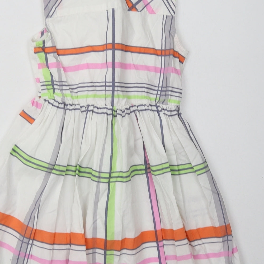 NEXT Girls White Check Cotton A-Line  Size 6 Years  Collared Button