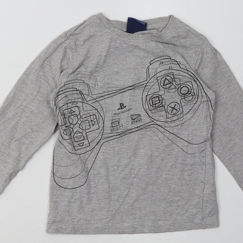 NEXT Boys Grey  Cotton Basic Casual Size 7 Years Crew Neck Pullover - PlayStation