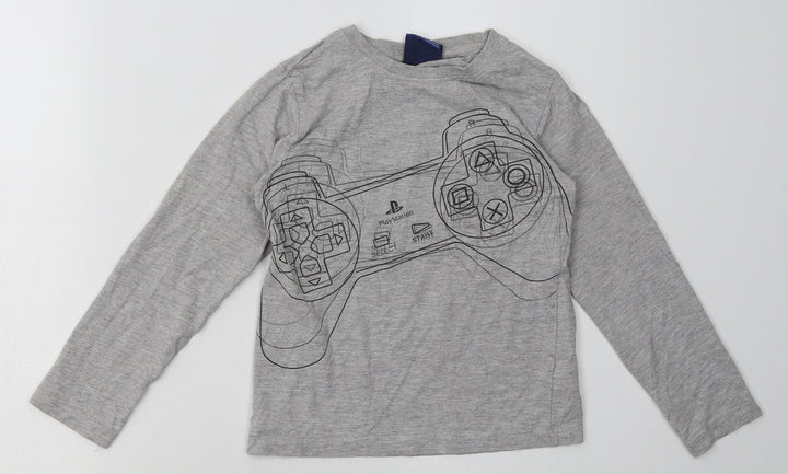 NEXT Boys Grey Cotton Basic Casual Size 7 Years Crew Neck Pullover - PlayStation