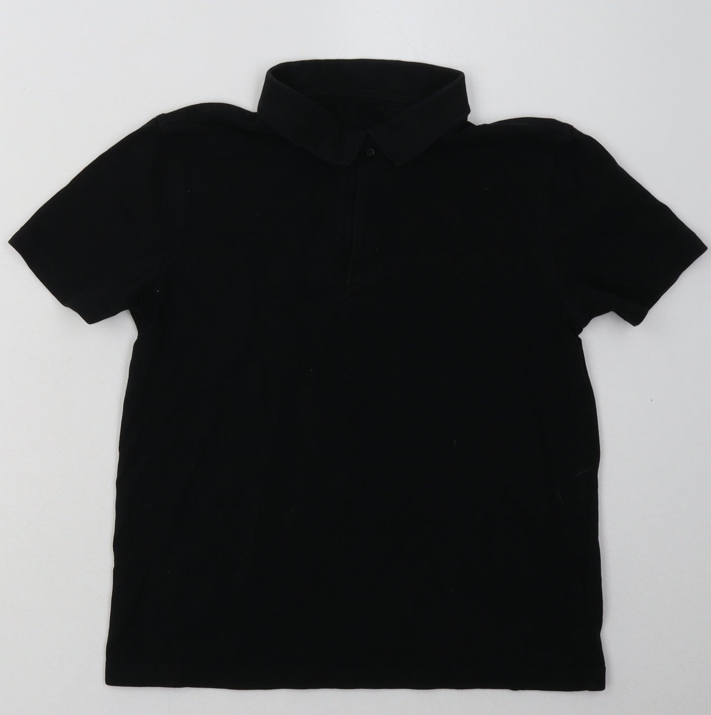 George Boys Black  Cotton Basic Polo Size 10-11 Years Collared Button