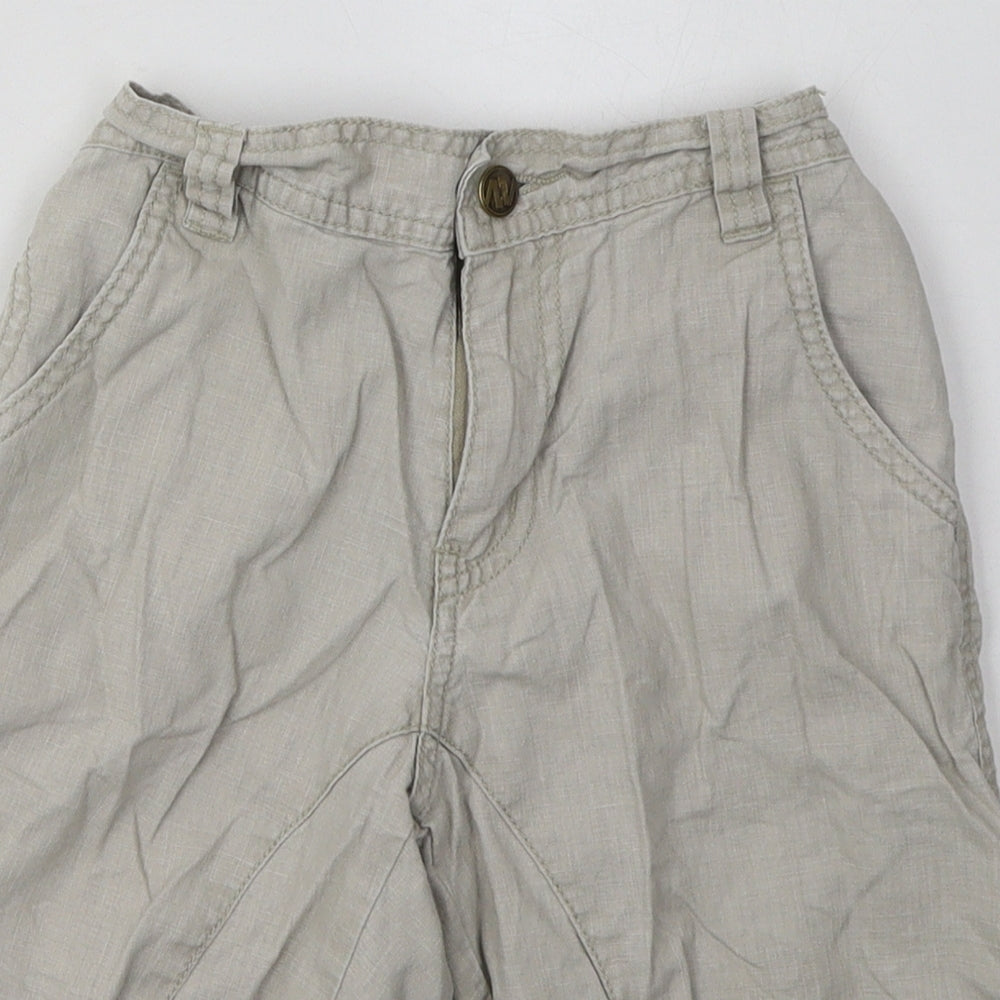 NEXT Boys Beige  Linen Cargo Shorts Size 9 Years  Regular Buckle