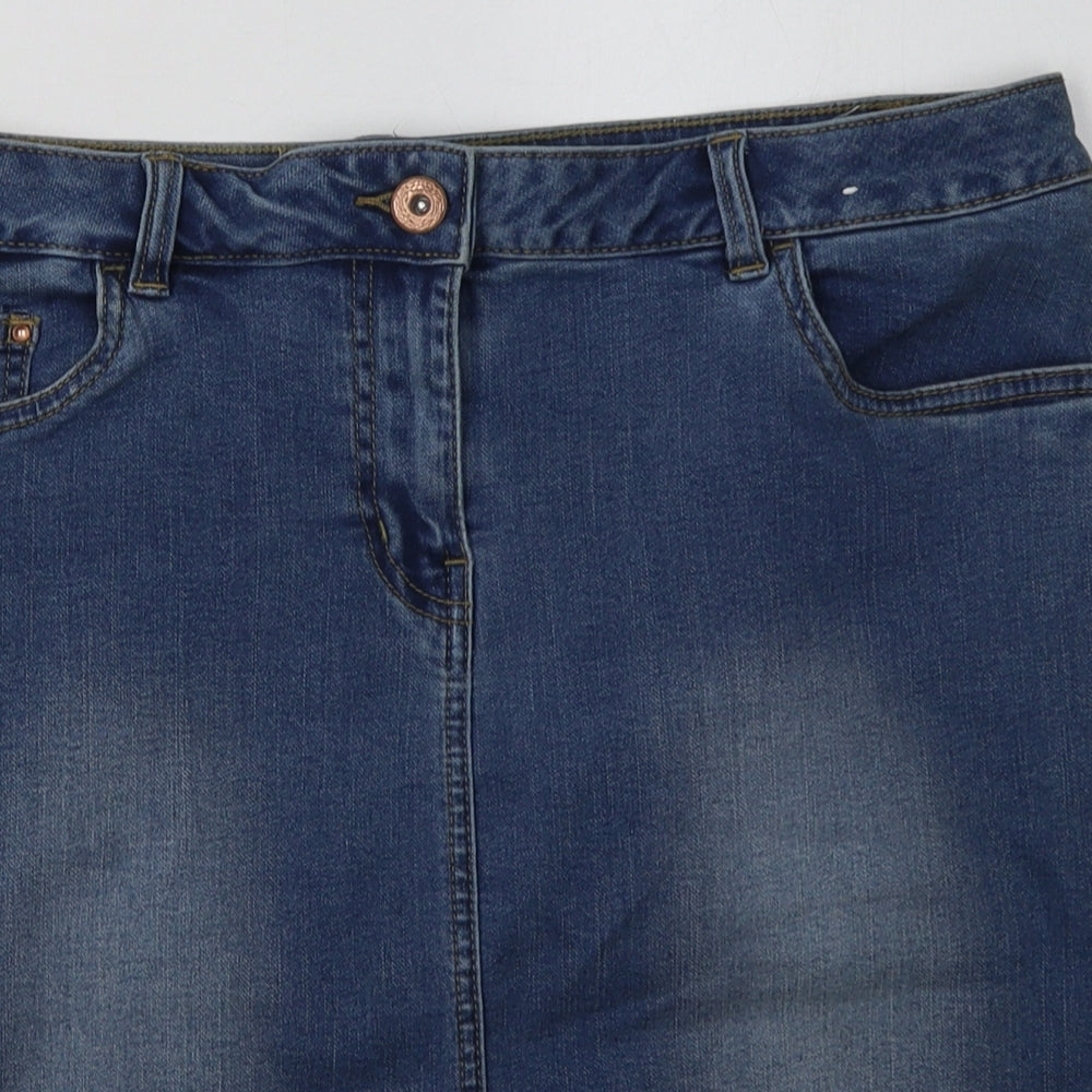 Nutmeg Womens Blue  Cotton A-Line Skirt Size 16   Button