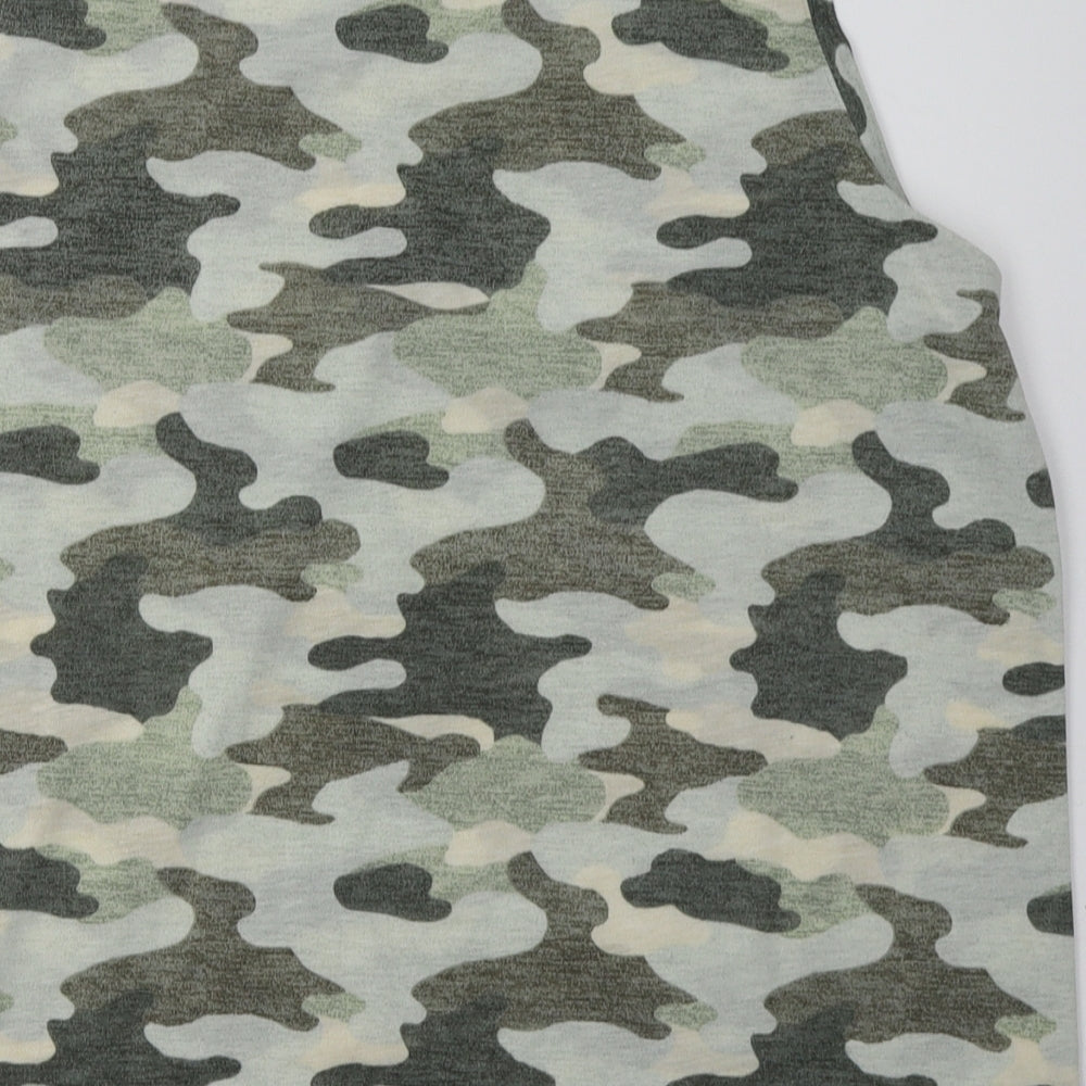 Marks and Spencer Womens Green Camouflage Polyester Basic Tank Size 14 Crew Neck