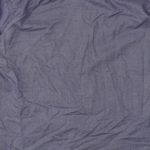 Marks and Spencer Mens Blue Geometric Cotton  Button-Up Size 16 Collared Button