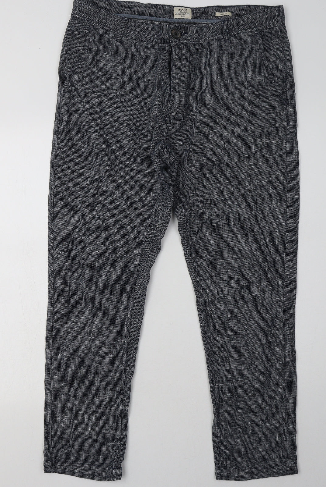 Matalan Mens Blue  Cotton Capri Trousers Size 34 L29 in Regular Button - Short