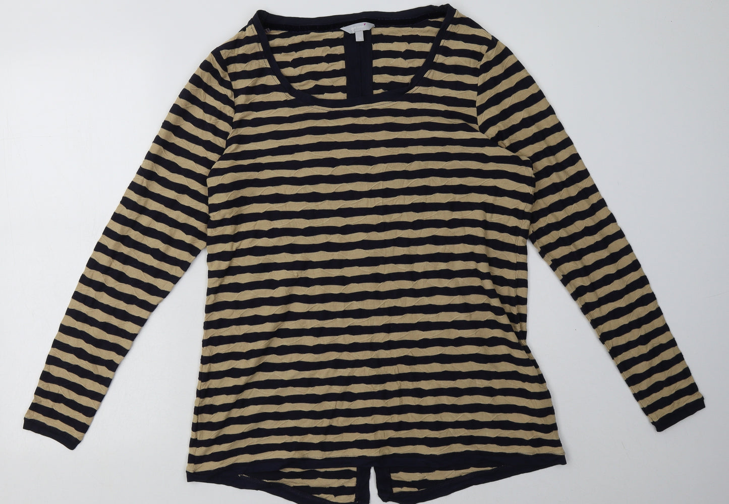 Marks and Spencer Womens Brown Striped Viscose Pullover Sweatshirt Size 16  Pullover