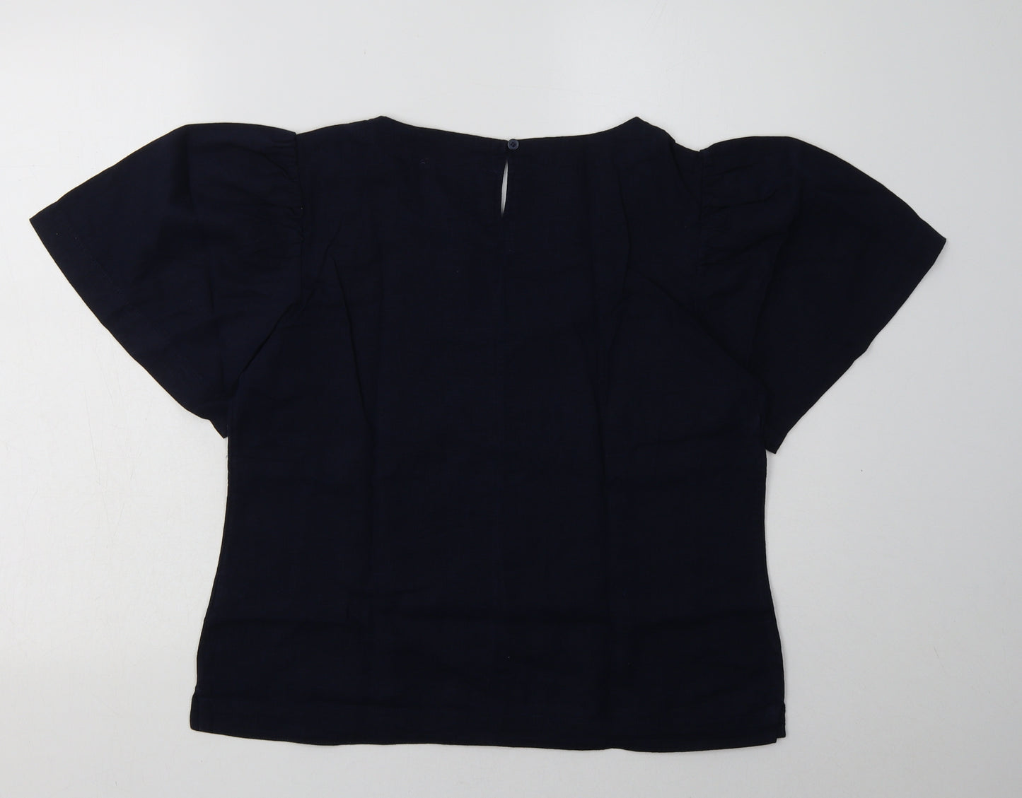 Marks and Spencer Womens Blue  Linen Basic T-Shirt Size 10 Crew Neck