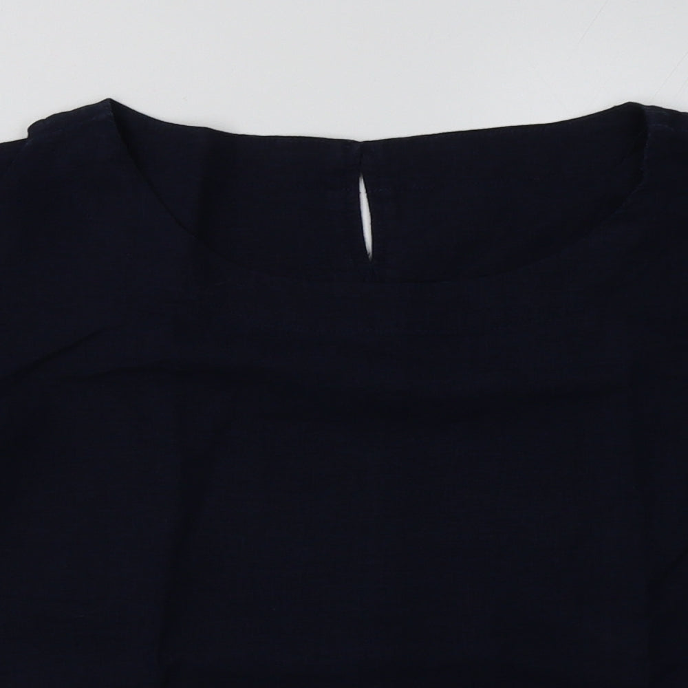 Marks and Spencer Womens Blue  Linen Basic T-Shirt Size 10 Crew Neck