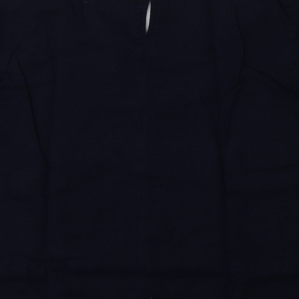 Marks and Spencer Womens Blue  Linen Basic T-Shirt Size 10 Crew Neck