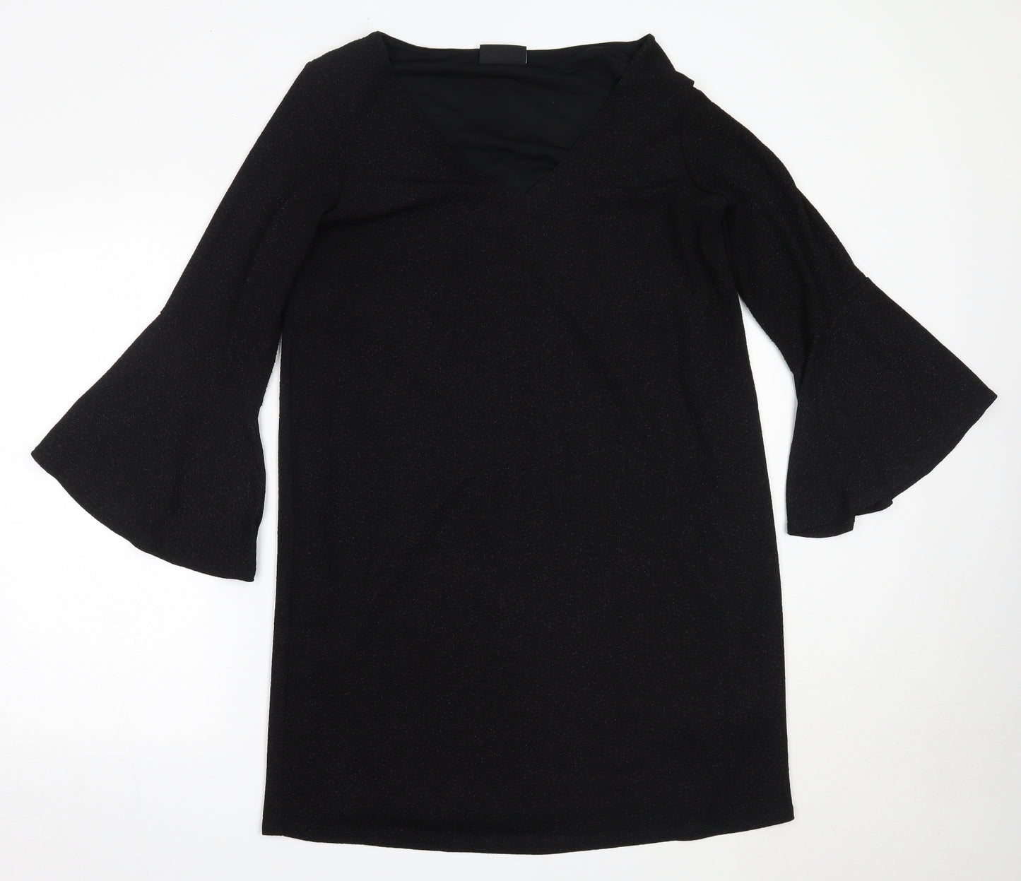 Wallis Womens Black  Polyester Shift  Size 14  V-Neck