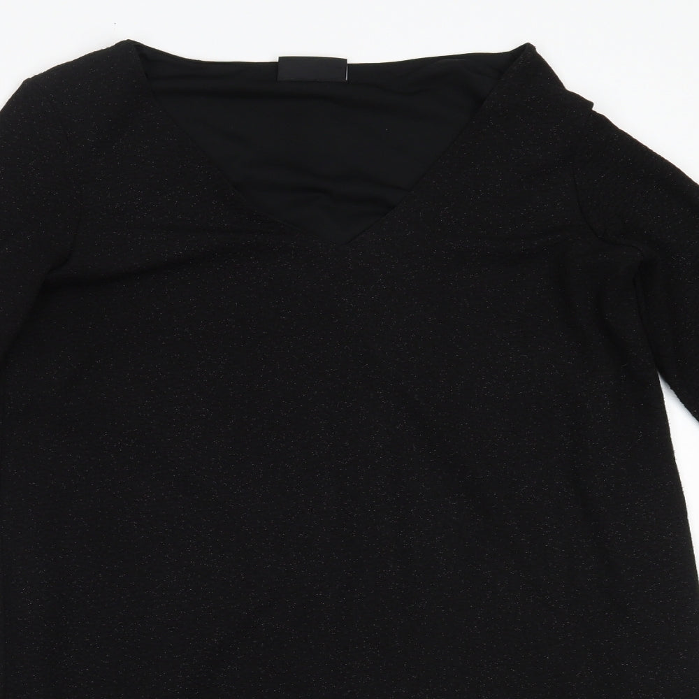 Wallis Womens Black  Polyester Shift  Size 14  V-Neck