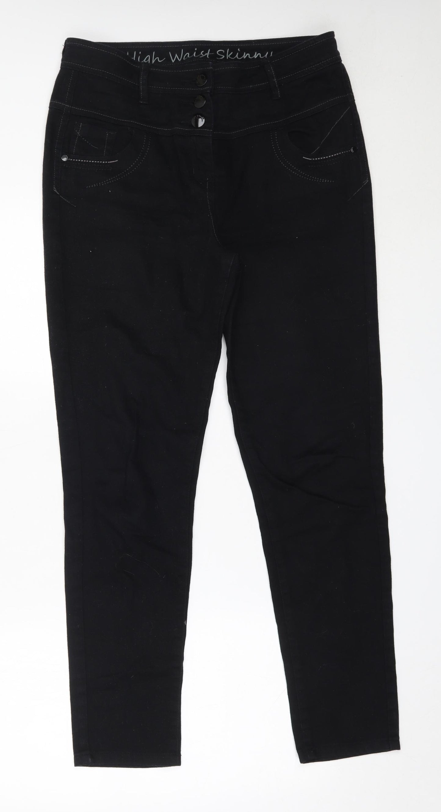 NEXT Womens Black  Cotton Skinny Jeans Size 14 L29.5 in Regular