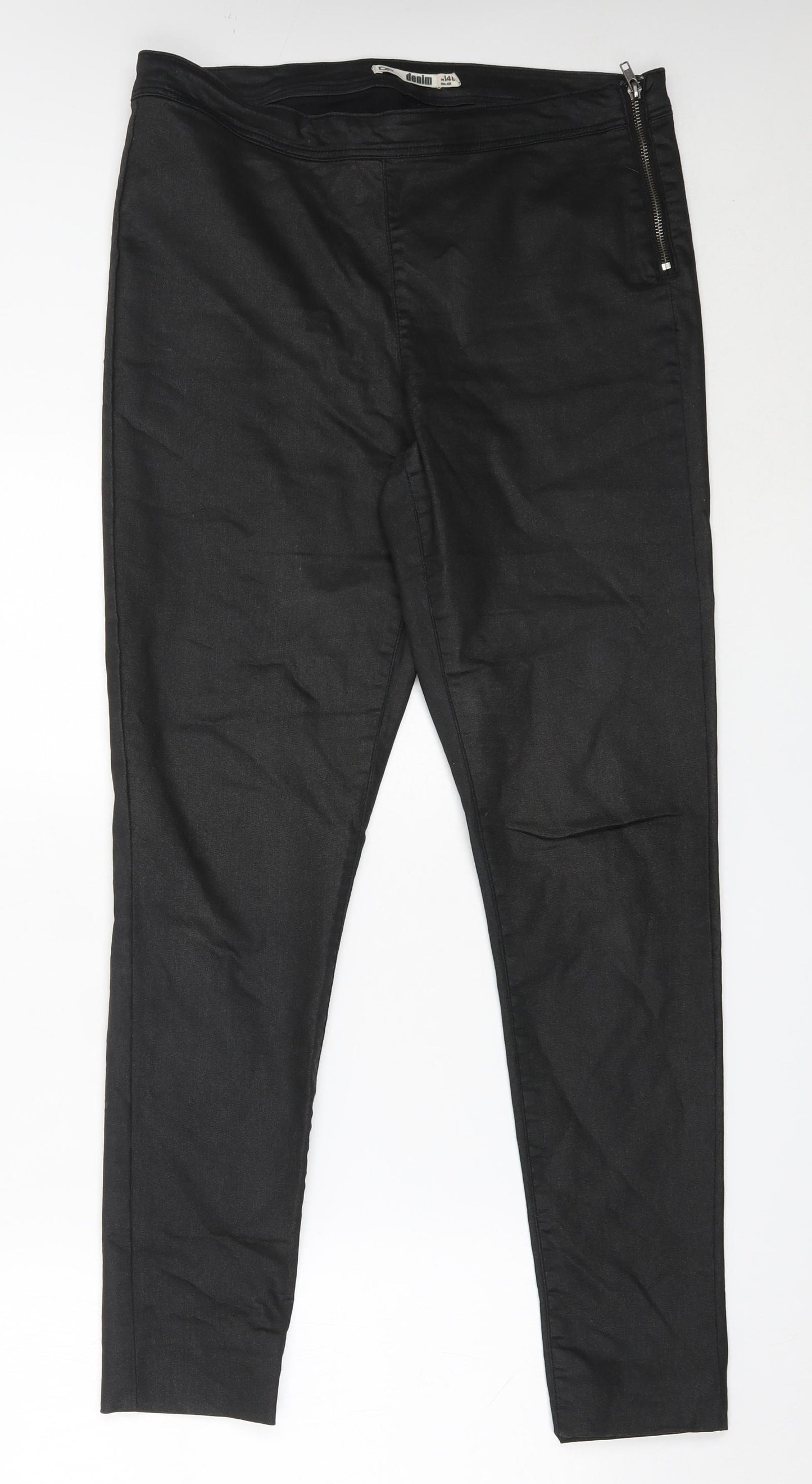 Dorothy Perkins Womens Black  Cotton Trousers  Size 14 L30.5 in Regular