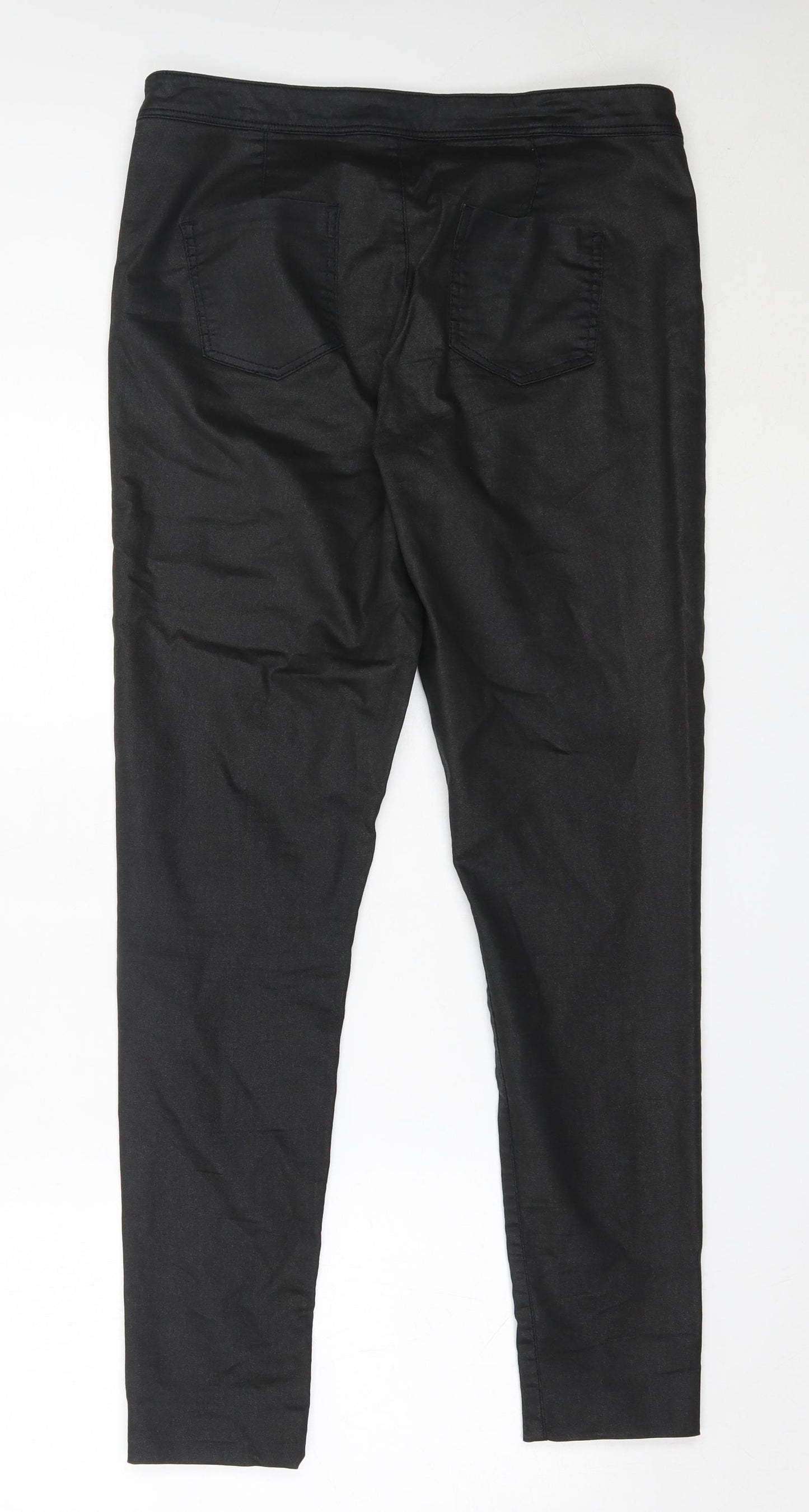 Dorothy Perkins Womens Black  Cotton Trousers  Size 14 L30.5 in Regular