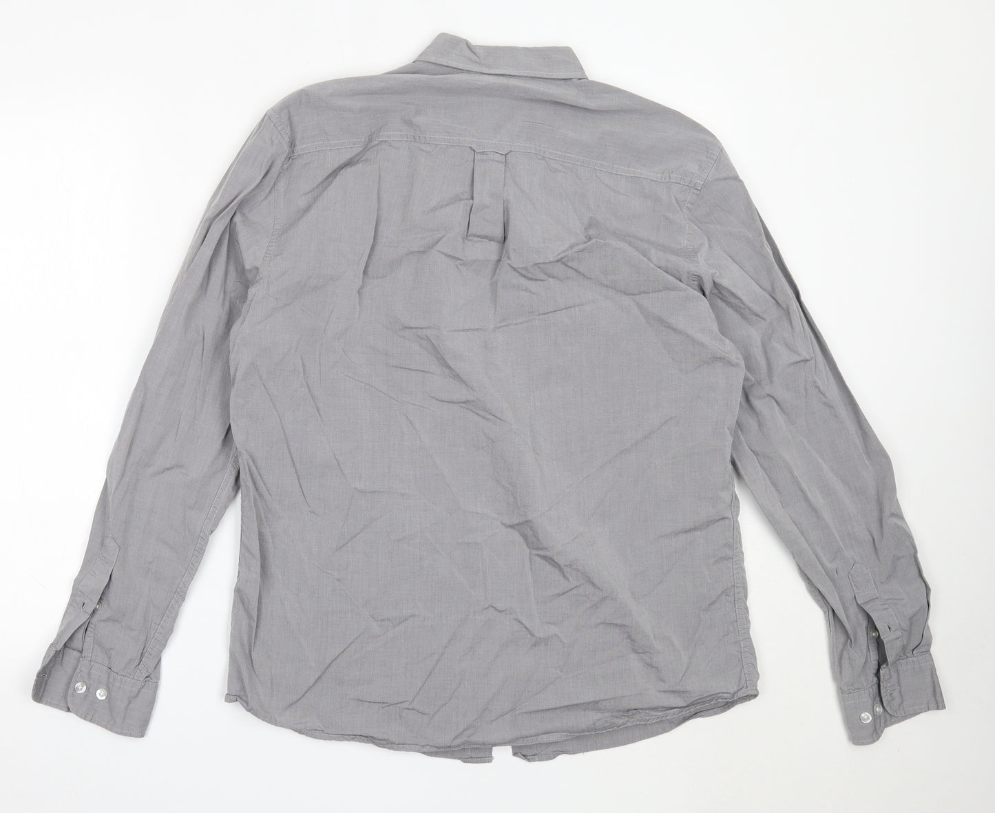 F&F Mens Grey  Cotton  Button-Up Size L Collared
