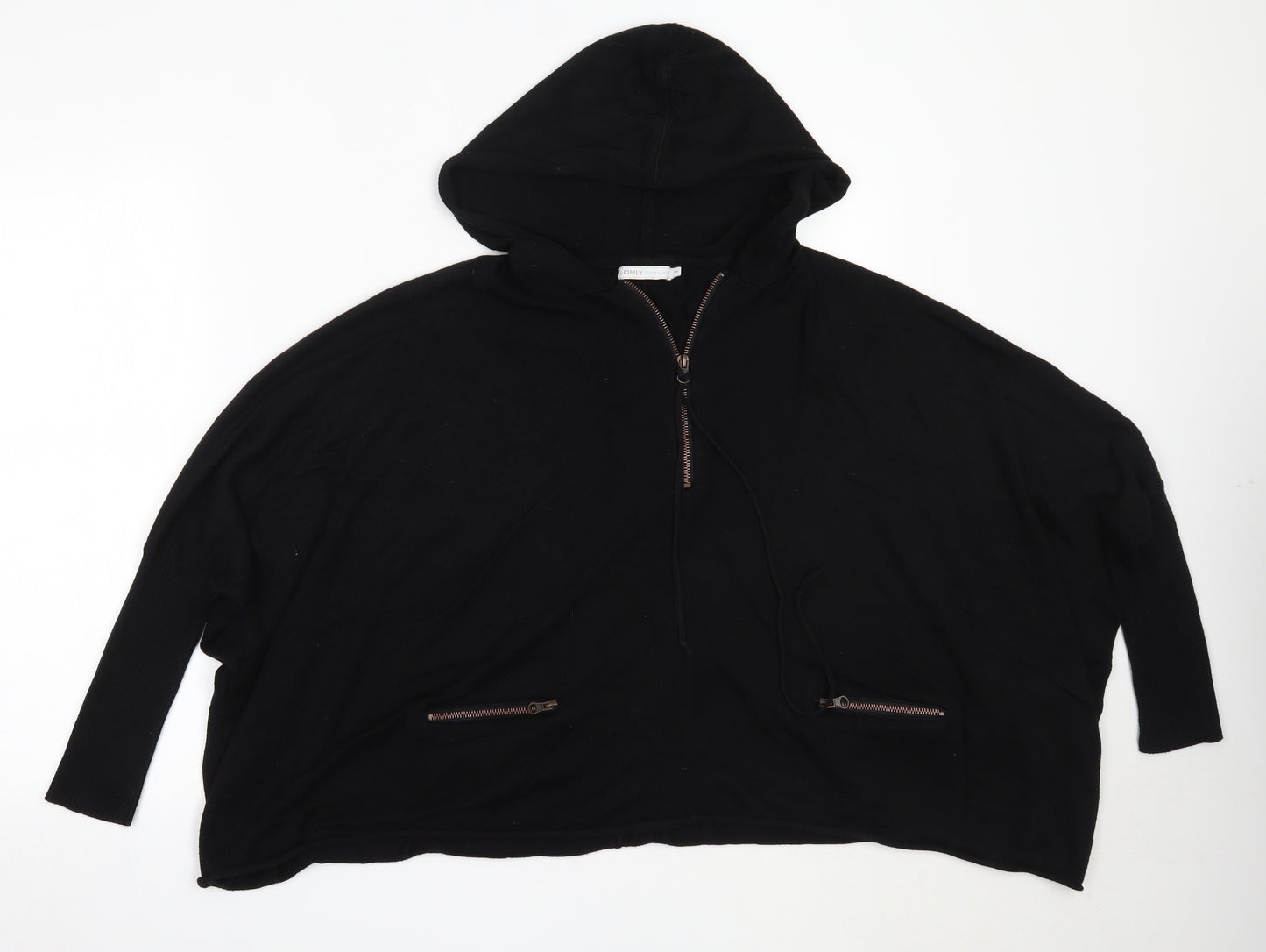Only Womens Black  Viscose Pullover Hoodie Size M