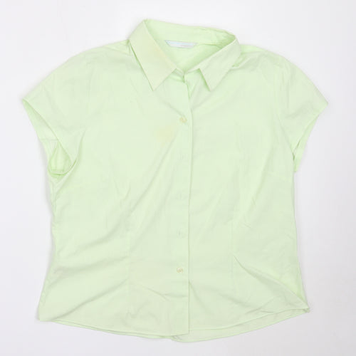 AMARANTO Womens Green  Polyester Basic Button-Up Size 18 Collared