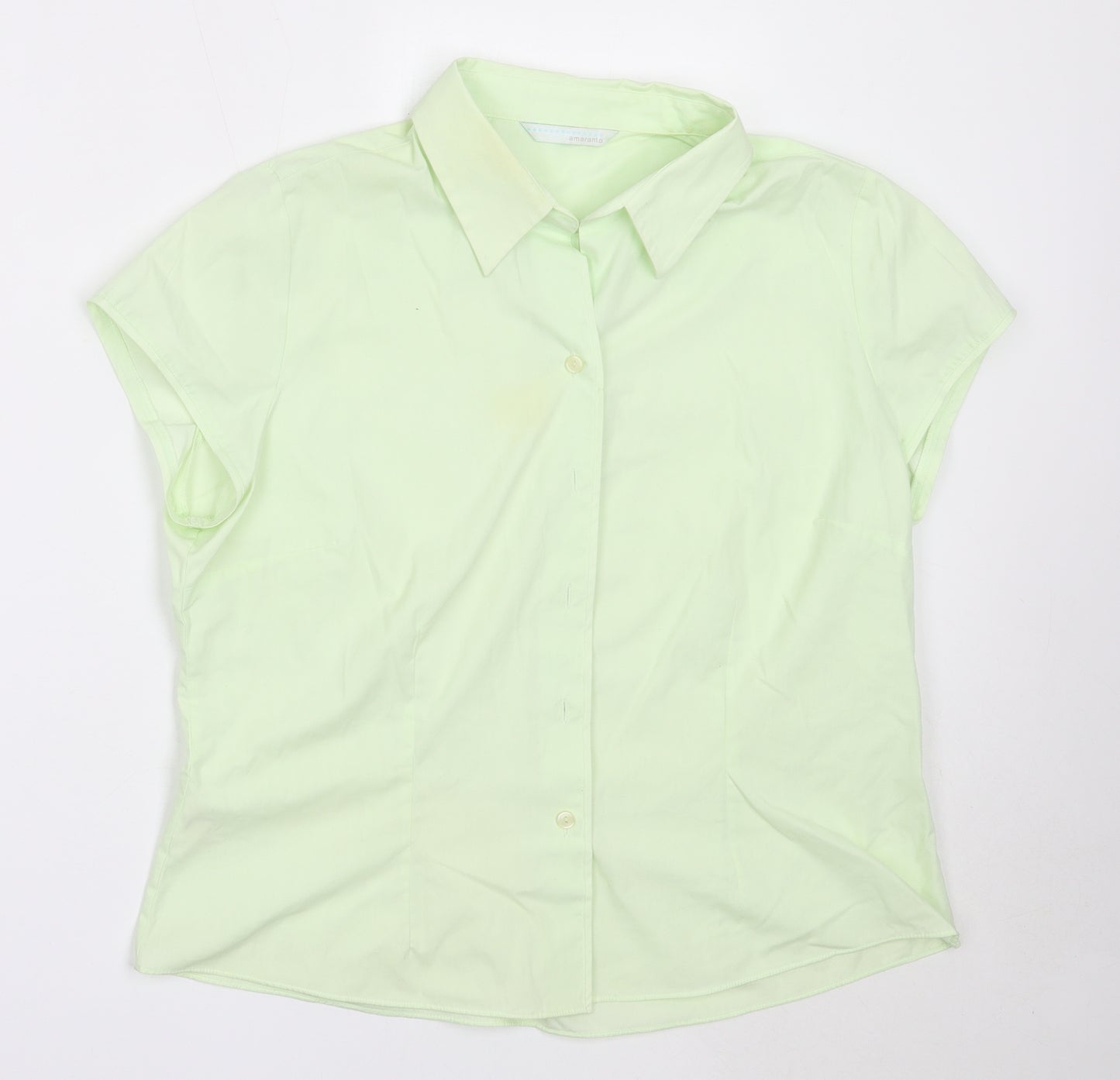 AMARANTO Womens Green  Polyester Basic Button-Up Size 18 Collared