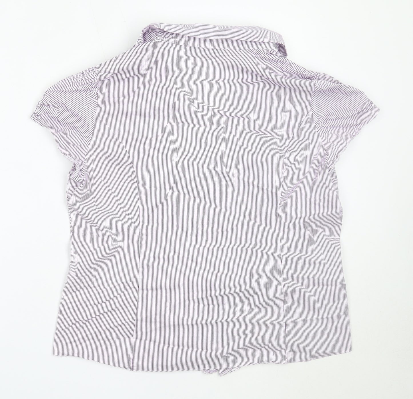 Dorothy Perkins Womens Purple Striped Cotton Basic Button-Up Size 20 Collared