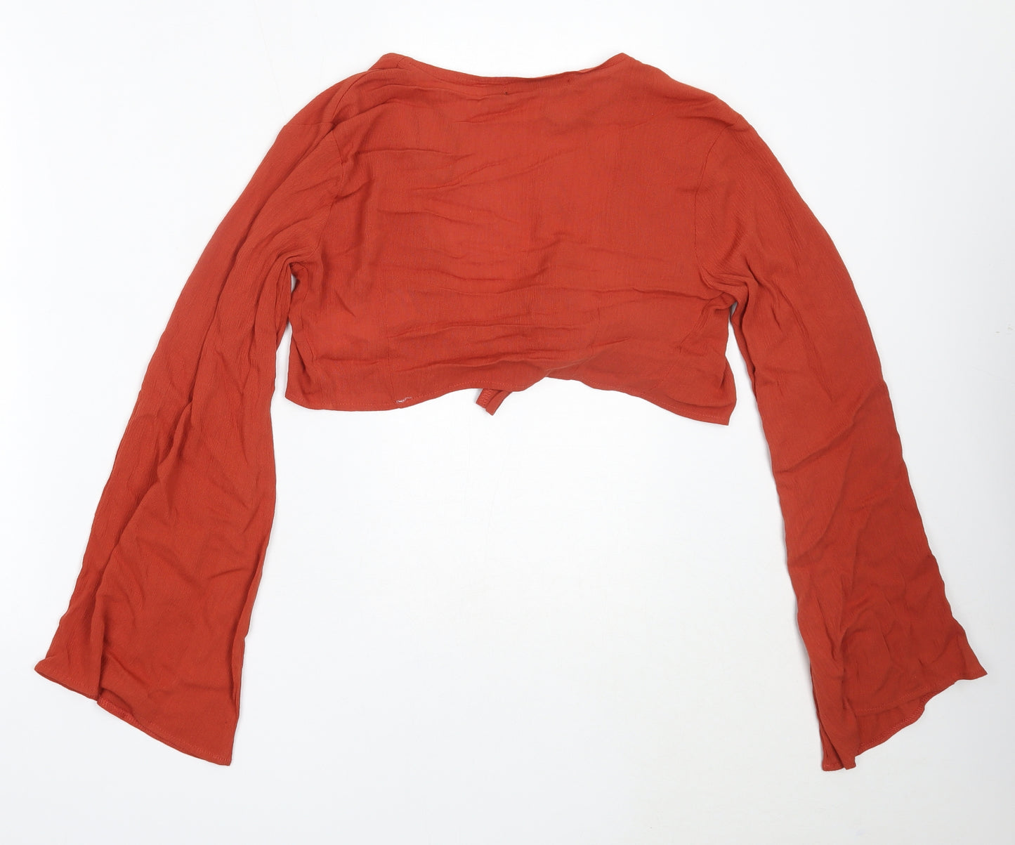Missguided Womens Orange  Viscose Cropped Blouse Size 4 V-Neck