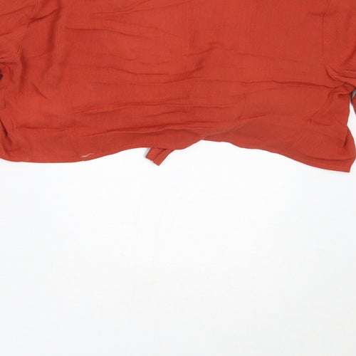 Missguided Womens Orange  Viscose Cropped Blouse Size 4 V-Neck