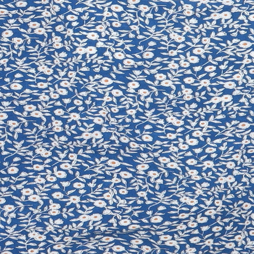 SheIn Womens Blue Floral Viscose Cropped Blouse Size XS V-Neck