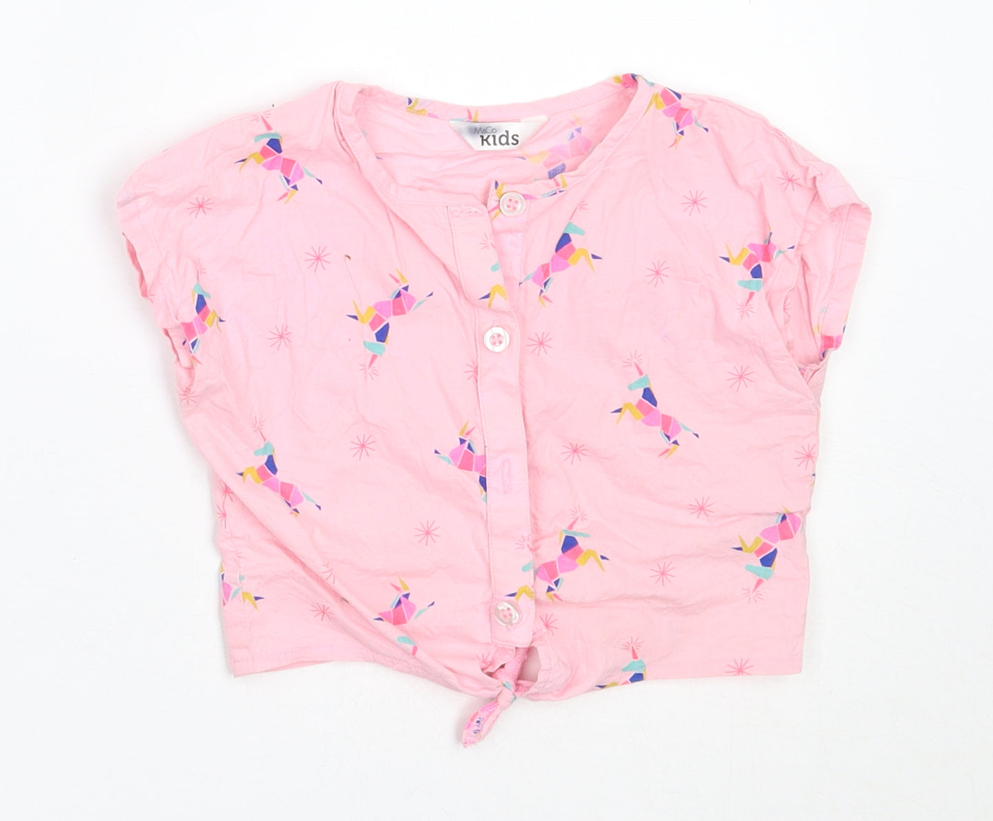 M&Co Girls Pink  Cotton Basic Button-Up Size 2-3 Years Collared