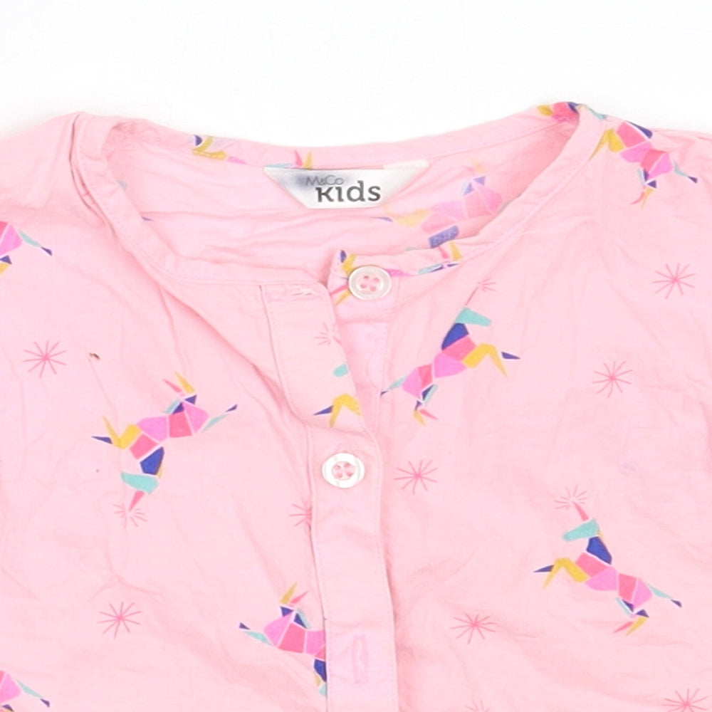 M&Co Girls Pink  Cotton Basic Button-Up Size 2-3 Years Collared