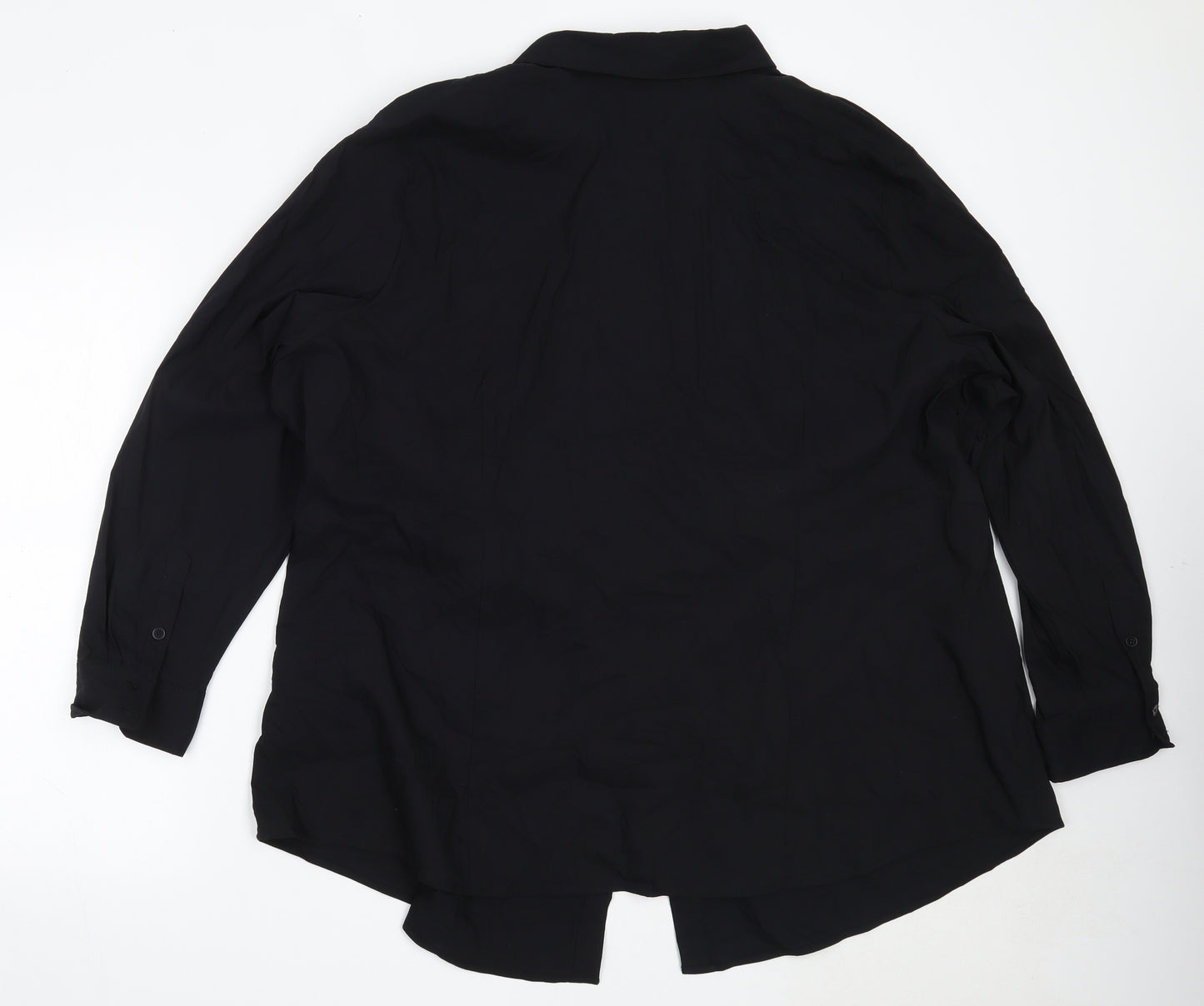 Sheego Womens Black  Cotton Basic Button-Up Size 32 Collared