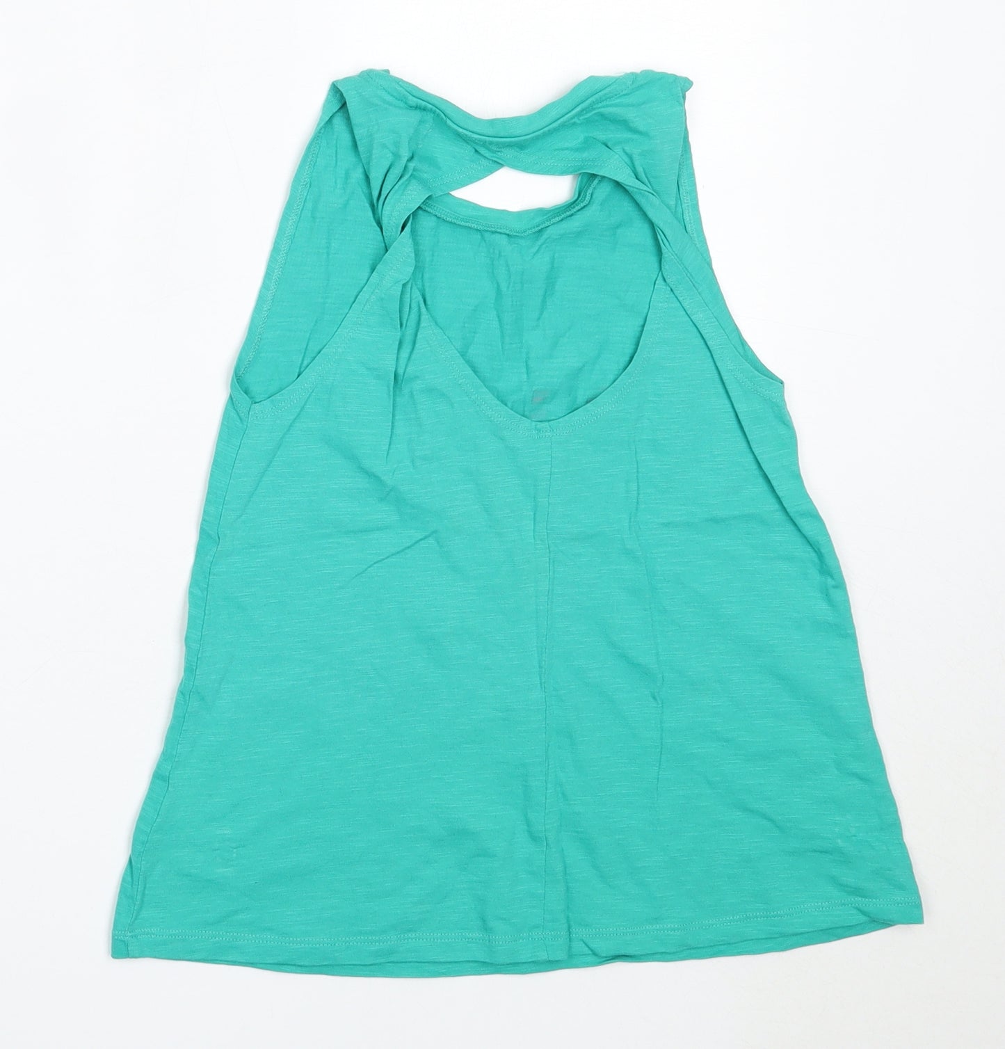 NEXT Girls Green  Cotton Basic Tank Size 11 Years Round Neck