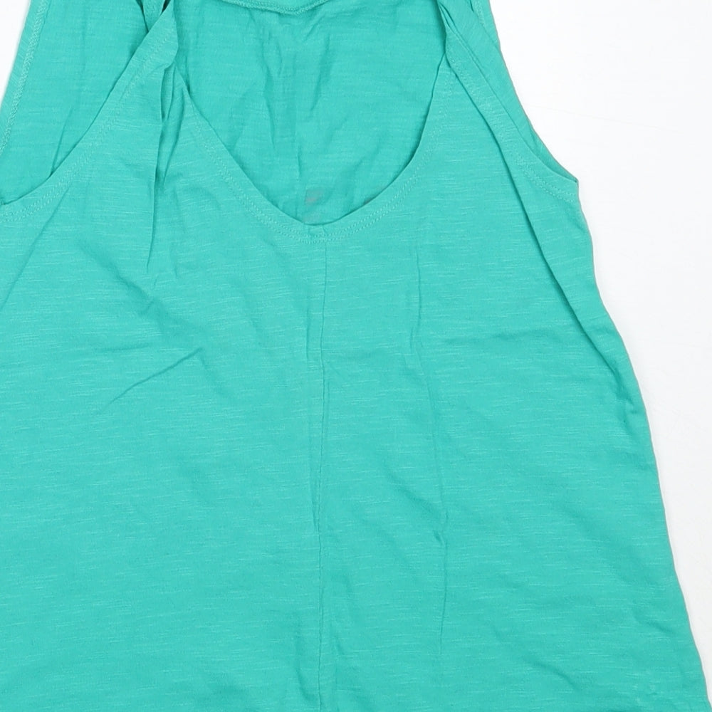NEXT Girls Green  Cotton Basic Tank Size 11 Years Round Neck