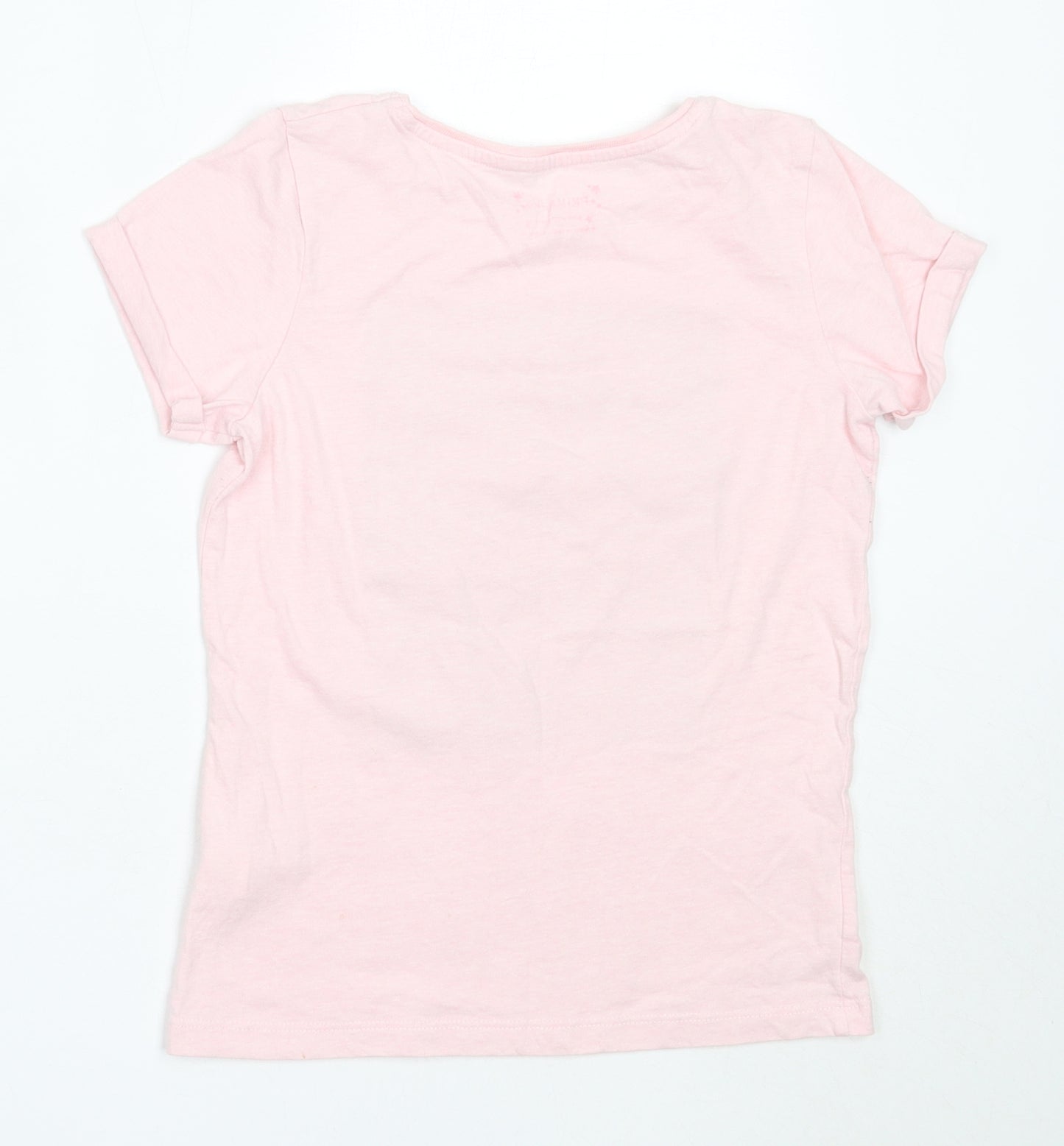 Primark Girls Pink  Cotton Basic T-Shirt Size 9-10 Years Round Neck