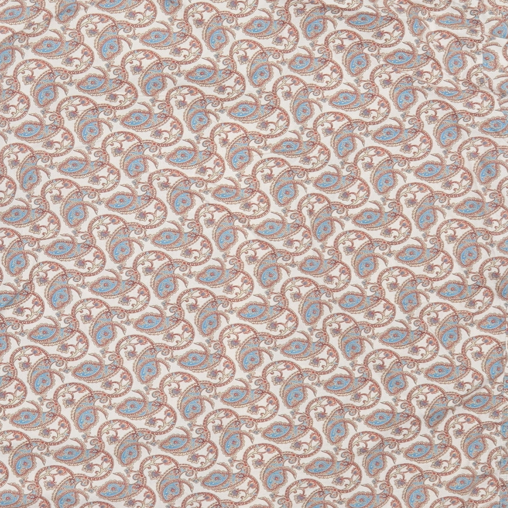 Zara Mens Beige Paisley Cotton  Button-Up Size M Collared