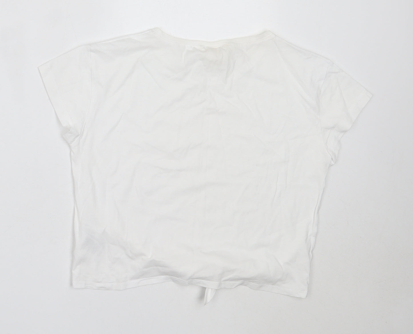 H&M Girls White  Cotton Basic T-Shirt Size 11-12 Years Round Neck