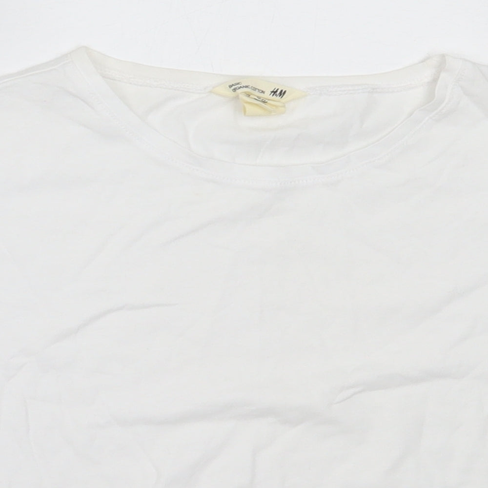 H&M Girls White  Cotton Basic T-Shirt Size 11-12 Years Round Neck