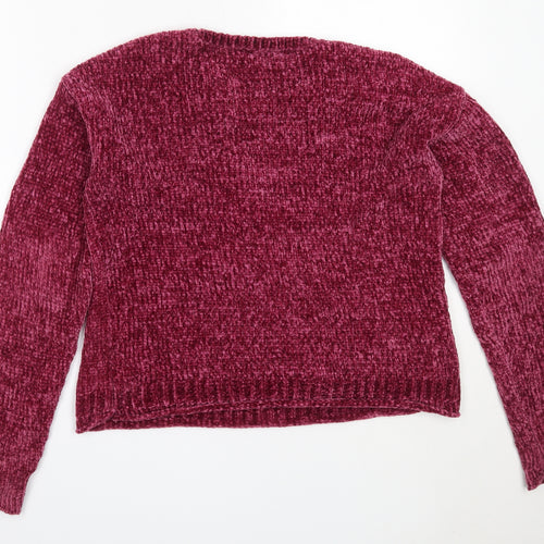 Matalan Girls Purple Round Neck  Polyester Pullover Jumper Size 13 Years