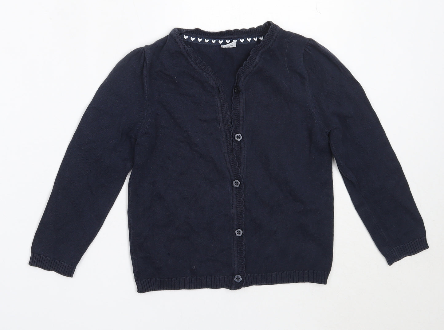 TU Girls Blue Round Neck  Cotton Cardigan Jumper Size 5 Years
