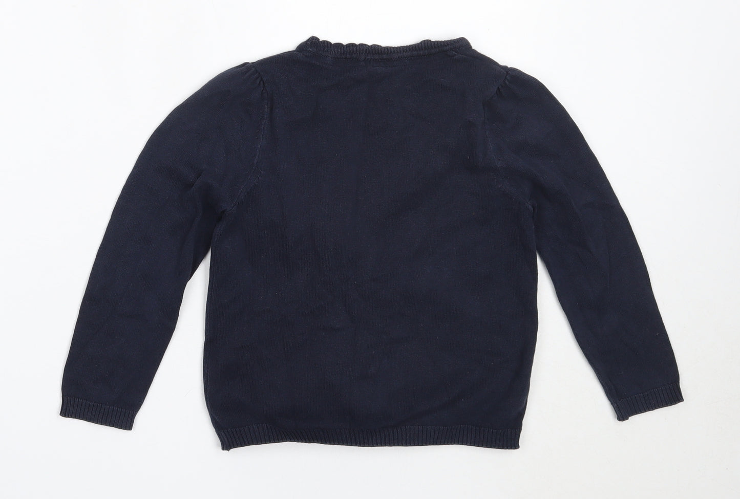 TU Girls Blue Round Neck  Cotton Cardigan Jumper Size 5 Years