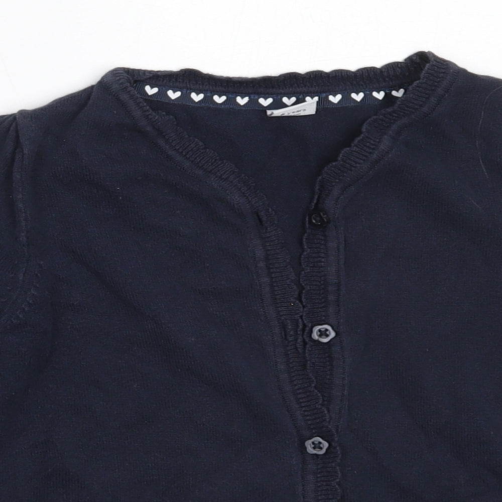 TU Girls Blue Round Neck  Cotton Cardigan Jumper Size 5 Years