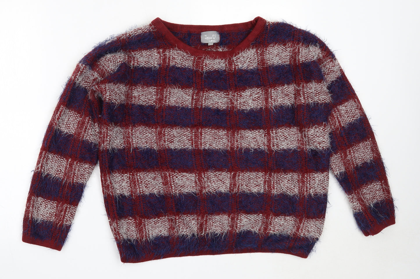 Lottie Loves Womens Blue Round Neck  Acrylic Pullover Jumper Size 16