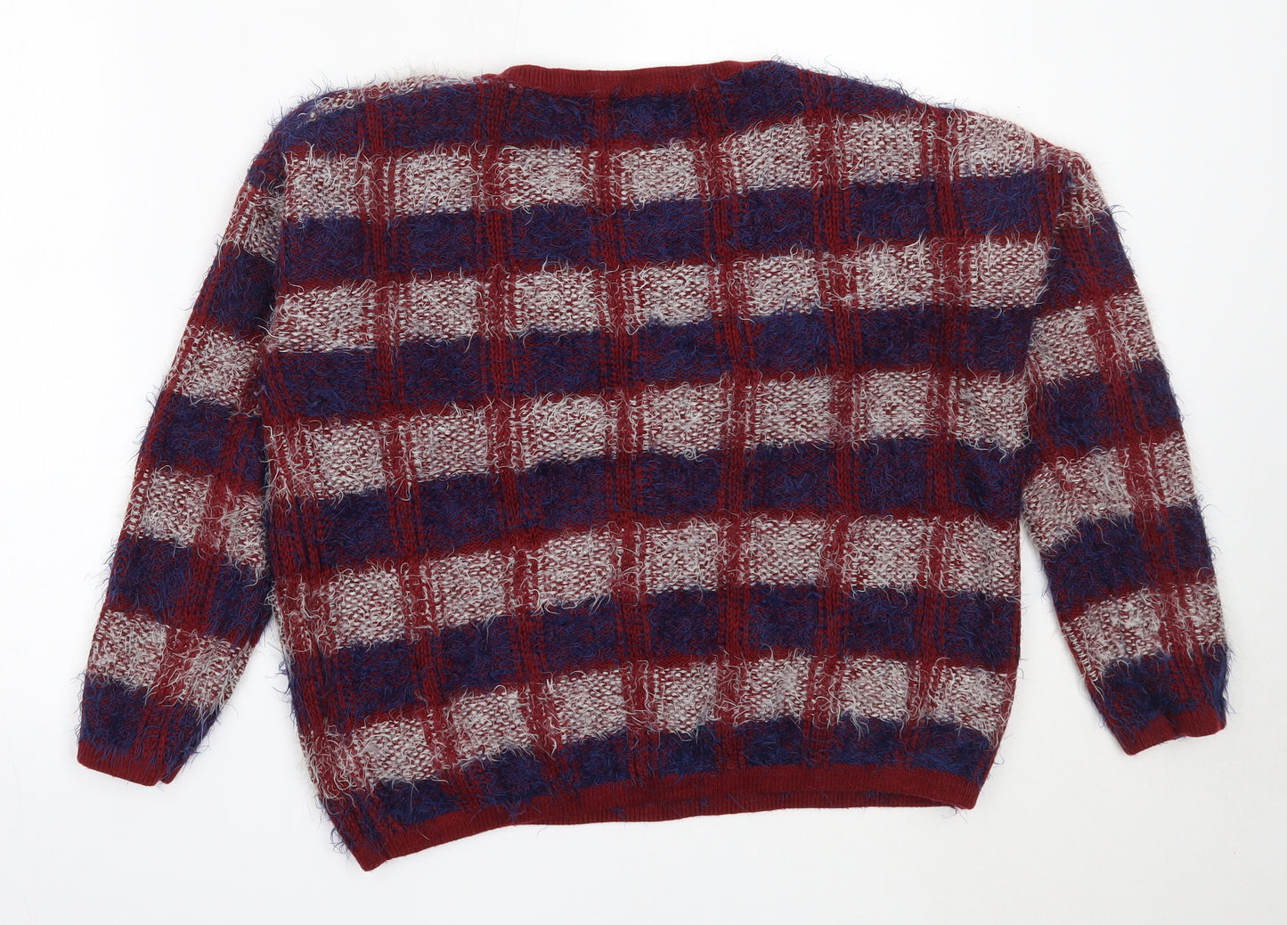 Lottie Loves Womens Blue Round Neck  Acrylic Pullover Jumper Size 16